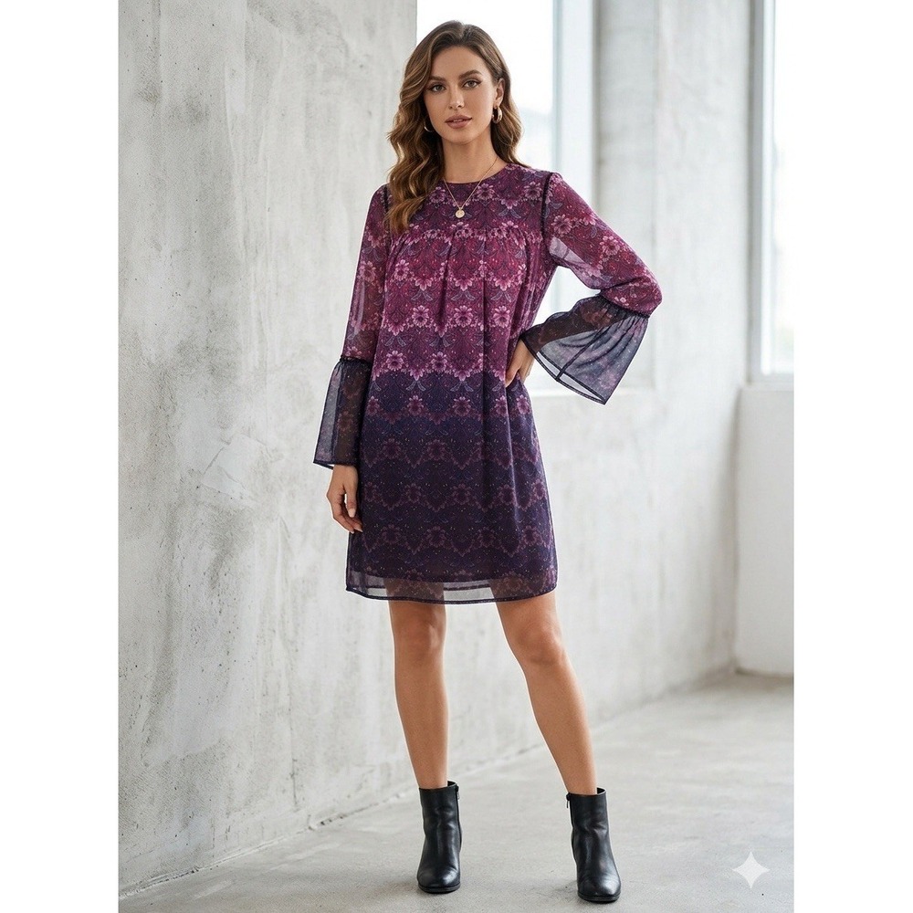 Summer Dress Nanette Lepore Purple Ombré Paisley Flowing Size S Fully Lined EUC